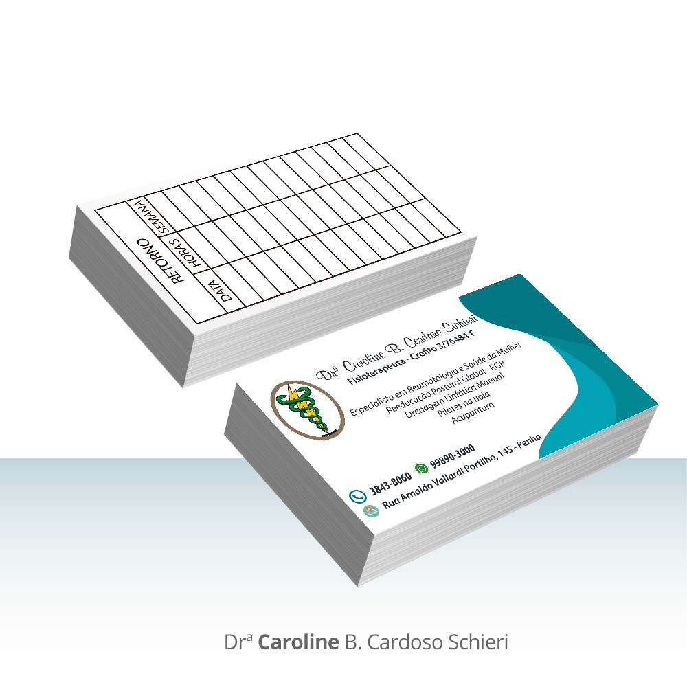 Cartão de visitas da Dra Caroline Schieri